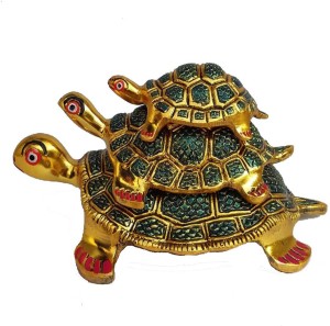 salvusappsolutions Metal Handmade Green & Gold Turtle/ Tortoise Feng Shui  Showpiece for Home Decoration, Good Luck & to Attract Positive Energy, Set  of 3 (Green & Gold) Decorative Showpiece - 12 cm