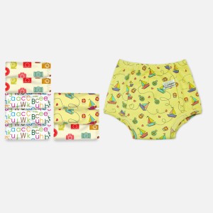 Qingzhuan Toddler Potty Training Underpants Soft Cotton Underwear for Babies Boys & Girls Children Potty Training Underpants-Size S,M,L 