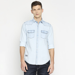 KILLER Men Solid Casual Blue Shirt 