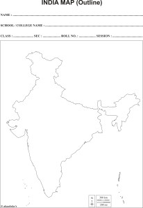 Outline Map Of India Blank A4 70 Gsm (set Of 100) Paper Print - Maps 