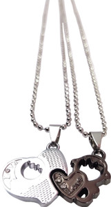 Black Hearted Silver Metal Locket Set 