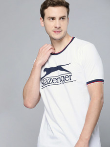 SLAZENGER Printed Men Round Neck White 