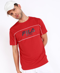 FILA Printed Men Round Neck Red T-Shirt 