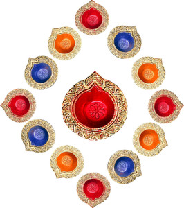Buy TIED RIBBONS Diyas with Rangoli Colors for Home Decoration - Handmade Clay/Mitti Multicolor Diyas Decoration Combo Pack Online at Low Prices in India