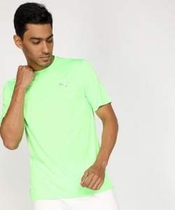 PUMA Solid Men Round Neck Green T-Shirt 