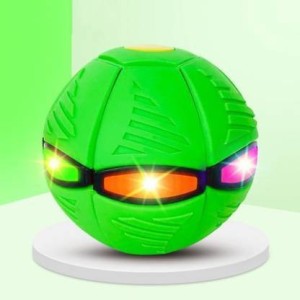 Children Novelty Flying UFO Flying Disc Flat Ball Toy with Deformable Light Magic Vent Ball Flying Saucer Ball Achievements Fancy Soft Kids Outdoor 