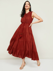 Buy COLOUR ME Women A-line Brown Dress 
