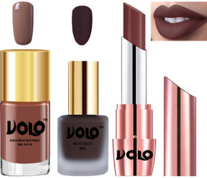 Volo Coffee Combo of 3 Pcs HD Shine Dark Nude Nail Polish, Matte Dark