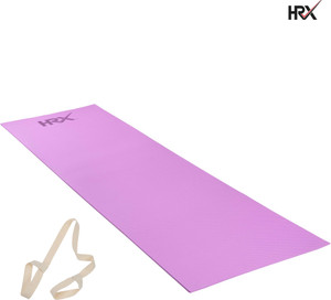 HRX Anti Skid Eva Thick Exercise Mat with strap Black 12 mm Yoga