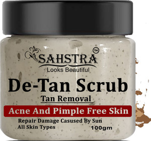 SAHSTRA De-Tan Face Scrub,Tan Removal Face Scrub for Glowing Skin,Dry
