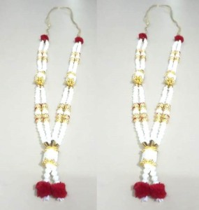 Details about   14" White Soft Roses,Pearl And Beads Garland/Mala For God Idols,Photo Frames 
