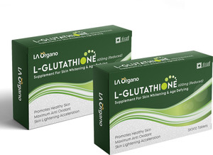 LA Organo L-Glutathione 600mg Reduced with Vitamin C Supplement for Skin Whitening Pack of 2 Price in India