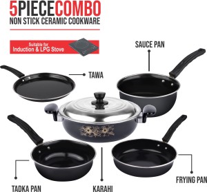 Kashvi Kashvi Pack Of Pc Kadhai With Lid Fry Pan Sauce Pan