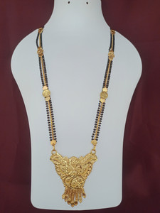 ROFARWORD Traditional Black Bead Long Chain Nallapusalu Tanmaniya