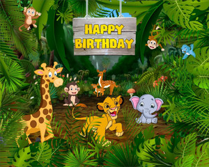 Happy Birthday Banner Jungle Theme Express-O-Board Birthday Backdrop - Jungle Theme (5 X 4 Ft) Banner Price In  India - Buy Express-O-Board Birthday Backdrop - Jungle Theme (5 X 4 Ft)  Banner Online At Flipkart.com