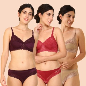Buy In-Curve -Women Net Bra Panty Set for Lingerie Set ( Pack of 3