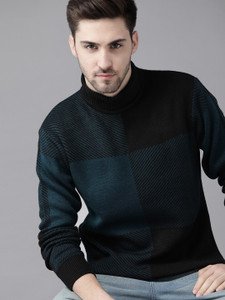 Roadster Self Design Turtle Neck Casual 