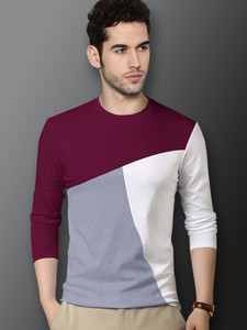 Buy Color Block Men Maroon T-Shirt 