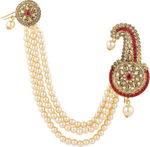 Buy Sanjog Red And White Stone Golden Metal Safa Kalangi Brooch For