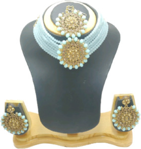ClueSteps Alloy Gold plated Blue Gold Jewellery Set Price in India