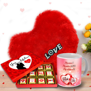 Midiron Valentine's Gifts For Wife, Girlfriend With Chocolates, Greeting Card & Teddy Fiber Ceramic Gift Box