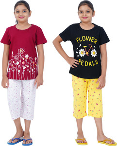 Cave Tree Kids Nightwear Girls Printed 