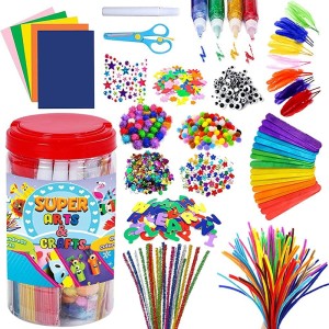 Arts and Crafts Supplies for Kids Toddler DIY Art Craft Kits Crafting Materials Toys Set for School Home Projects Craft Supplies with Pipe Cleaners for 4 5 6 7 8 9 10 Year Old Boys Girls 