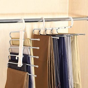 1 Pack Multifunction Space Saving Clothes Pants Hangers Non Slip Trouser Holder for Home Bedroom Houkiper S-Type Trouser Hanger 