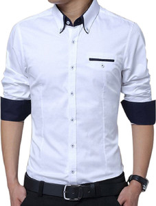 PEARL OCEAN Men Solid Casual White 