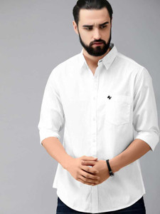 SilverBuck Men Solid Casual White Shirt 