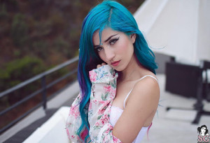 Smoky Design fay suicide suicidegirl blue hair neon hair women hd
