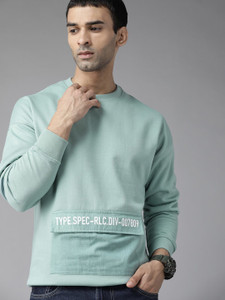 Sleeve Solid Men Sweatshirt 