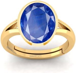 Barmunda Gems Ratti Blue Sapphire Neelam Panchdhatu Ring Brass