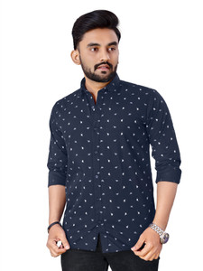 allan peter Men Printed Casual Dark