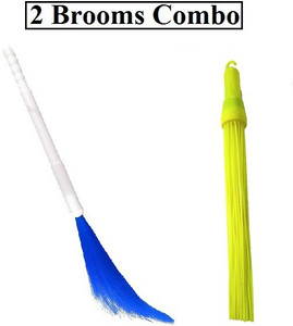 JEEBU Adjustable Plastic Phool Jhadu, Broomstick Plastic Kharata Jhadu ...