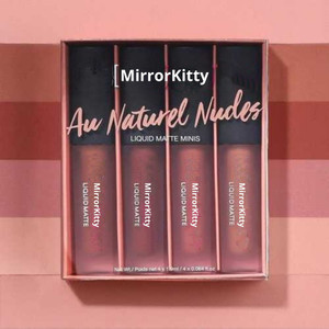 MirrorKitty Liquid Matte Mini Au Naturel Nudes Lipstick Set Of 4