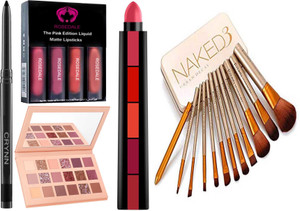 Crynn Rosedale Kajal Red Edition Liquid Matte Lipstick Nude Glazed Blushed Eyeshadow Palette