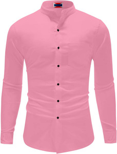 Newness Men Solid Casual Pink Shirt