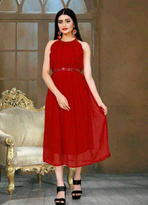 Western sales red dress