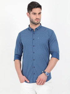 ADDRESS Men Printed Casual Blue Shirt 