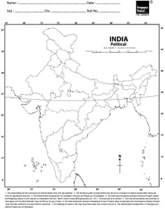 India Physical Map B/W Enhancing Early Learning, Kids Educational Activities Paper Print - Maps ...