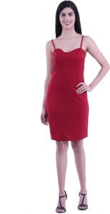 Women A-line Maroon Midi/Calf Length Dress