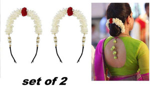 Memoir Pearl Jewelry Combo Set - Gajra, Earrings, Finger Ring & Saree Pin (Pack Of 4 Items)
