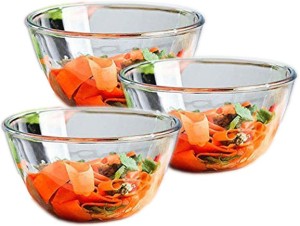 Set of 3 Mixing Bowls Set Clear Plastic Round Salad Serving Baking Kitchen 