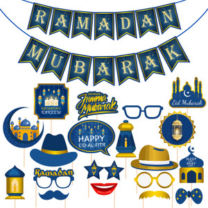 ZYOZI Eid Mubarak Photo Booth Props with Ramadan Mubarak Banner for ...