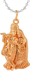 memoir Radha Krishna Pink Rose Goldplated Hindu God Pendant necklace