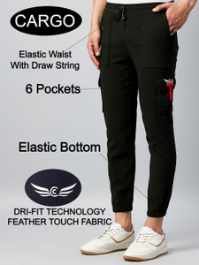 Coral Solid Men Black Track Pants 