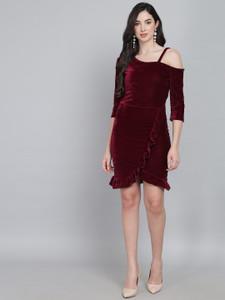 Women Bodycon Maroon Dress Price in India Buy Women Bodycon Maroon Dress online at Shopsy.in