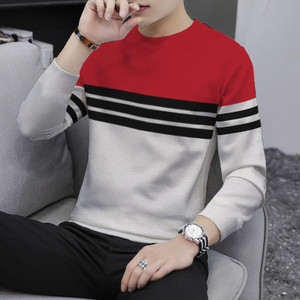 Striped Men Red, Grey T-Shirt Price in India Buy Striped Men Red