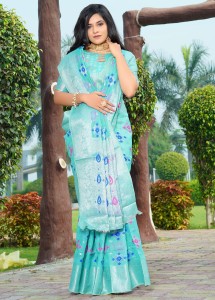 Buy Teal Sarees for Women by LIMDO Online